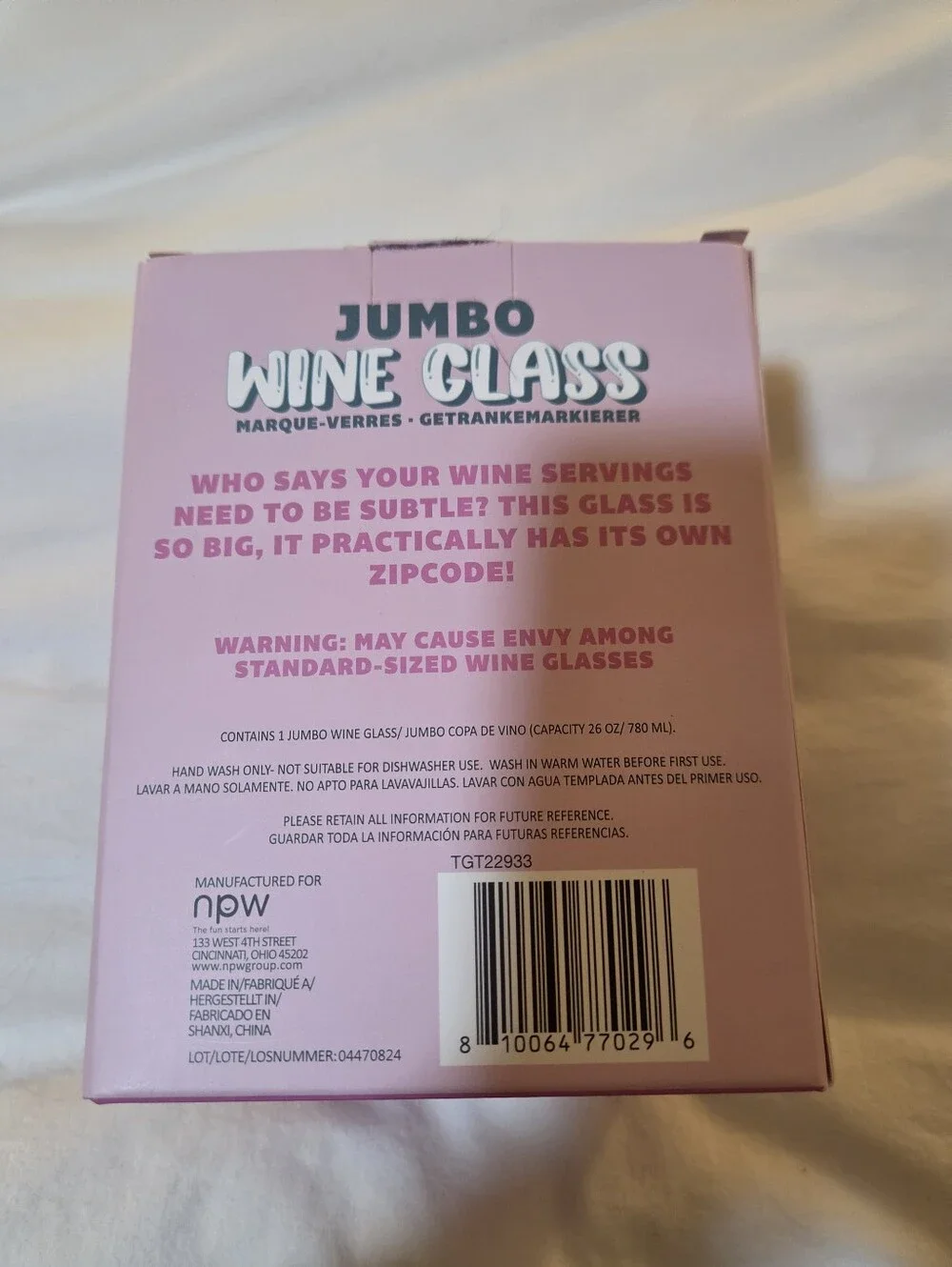 Jumbo Wine Glass - Pink 